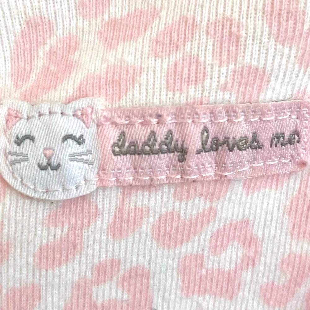 4/$20💥Pink Leopard Print 'Daddy Loves Me' Footie Sleeper, Snaps, Cat Badge